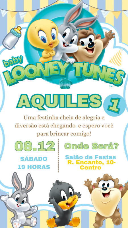 Convite Simples - Baby Looney Tunes