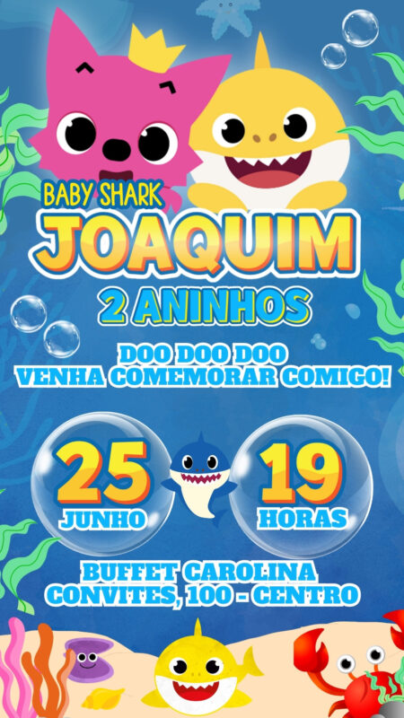 Convite Simples - Baby Shark