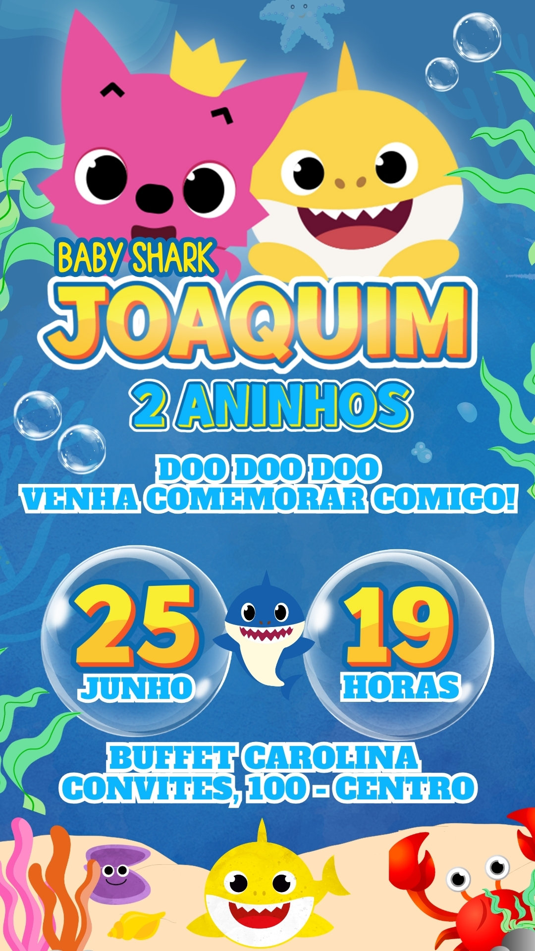 Convite Simples - Baby Shark