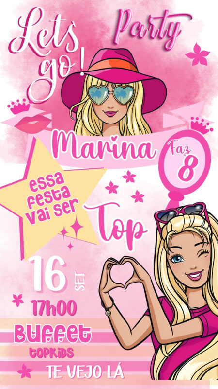 Convite Simples - Barbie