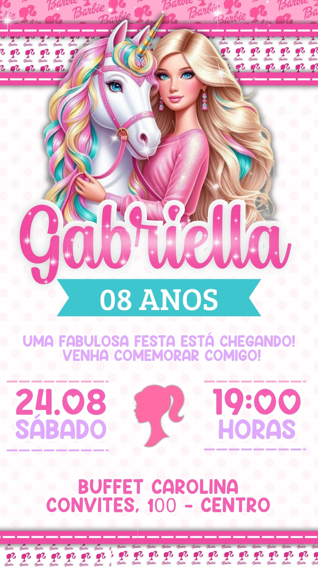 Convite Simples - Barbie