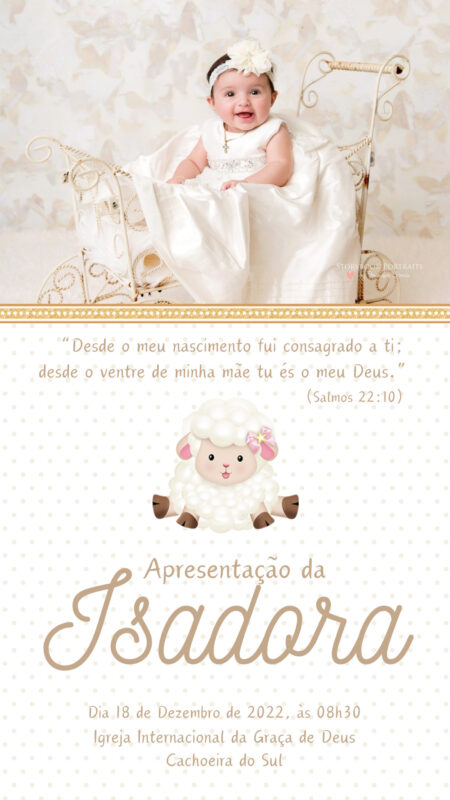 Convite Simples - Batizado/Batismo Branco e Dourado