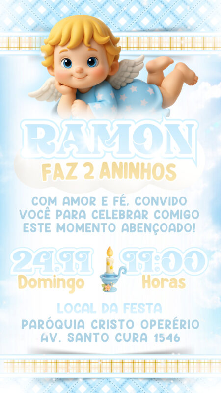 Convite Simples - Batizado Menino