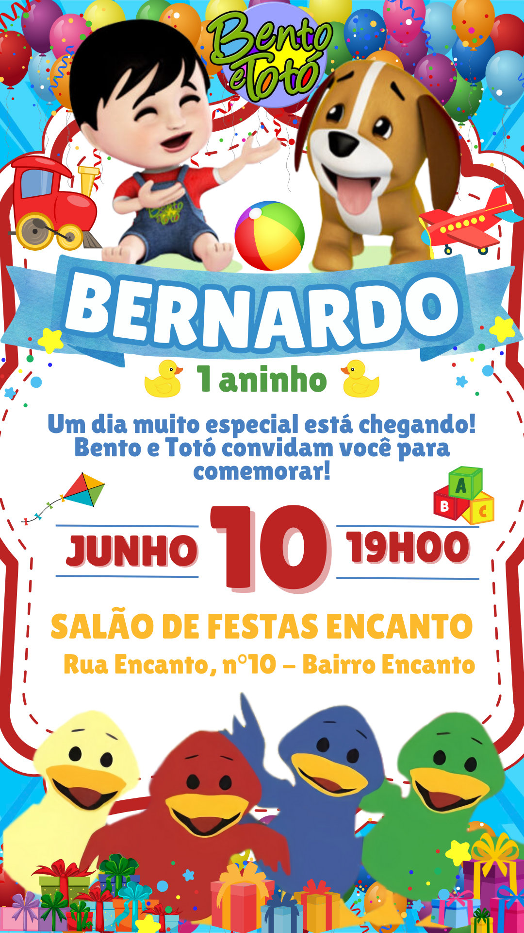 Convite Simples - Bento e Totó