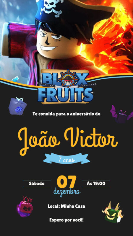 Convite Simples - Blox Fruits