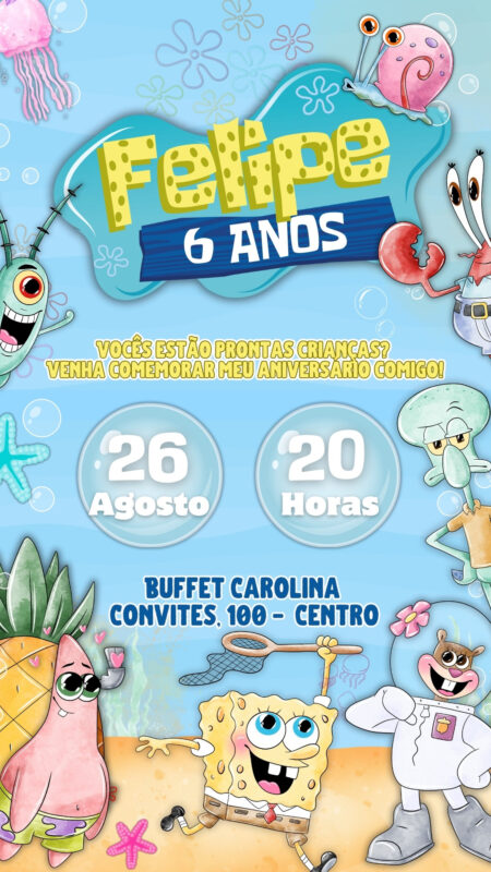 Convite Simples - Bob Esponja
