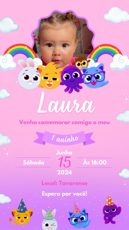 Convite Simples - Bolofofos Menina