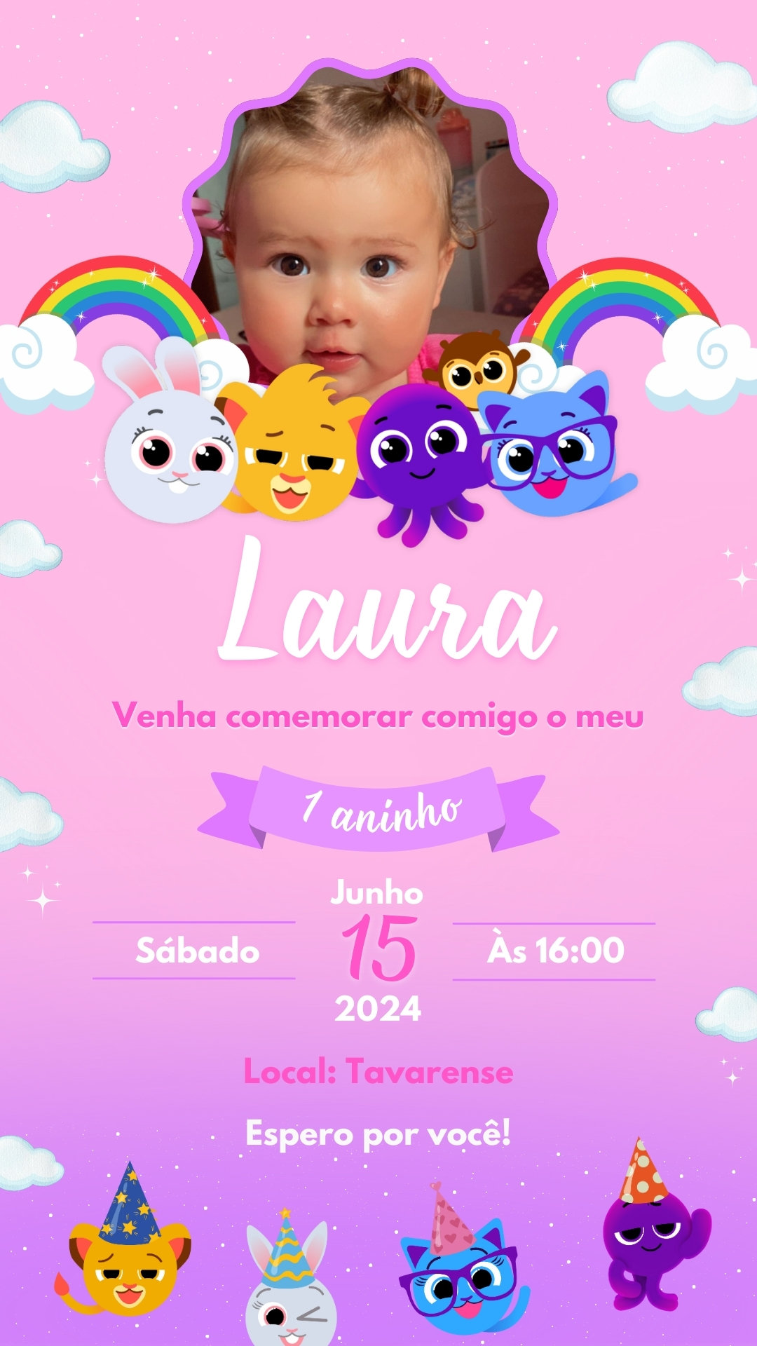 Convite Simples - Bolofofos Menina
