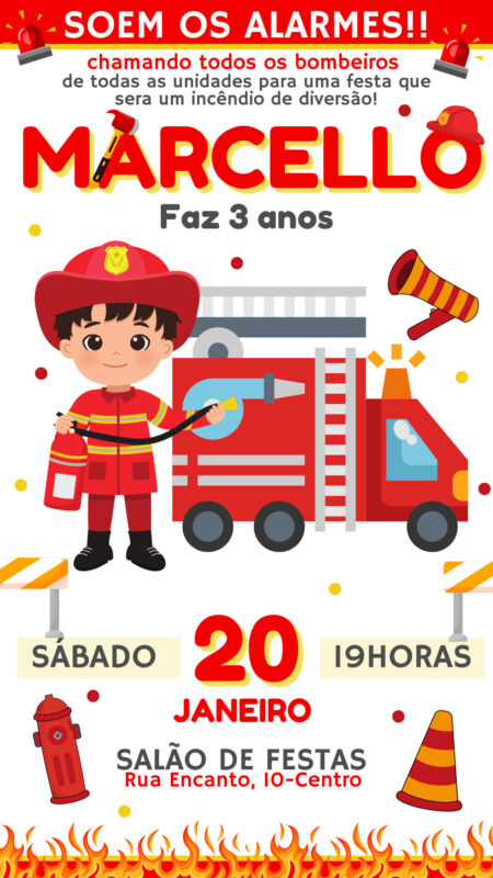 Convite Simples - Bombeiro
