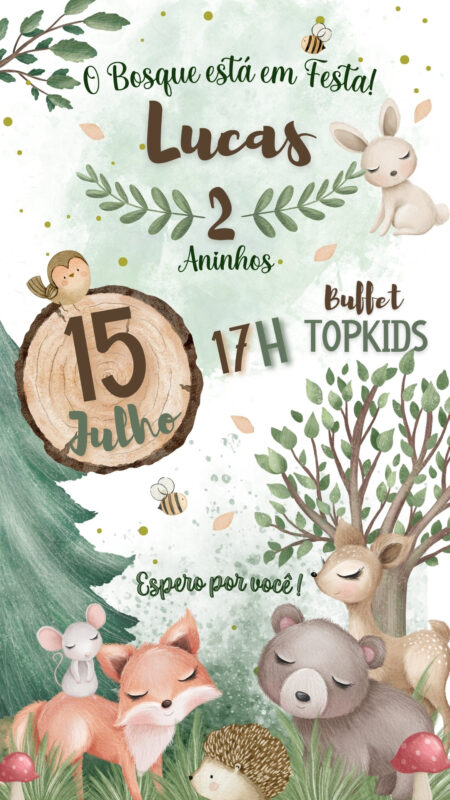 Convite Simples - Bosque Encantado Menino