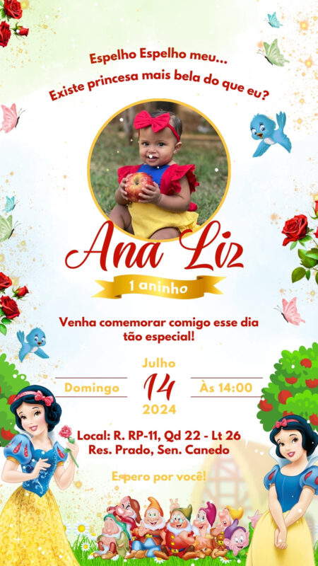 Convite Simples - Branca de Neve
