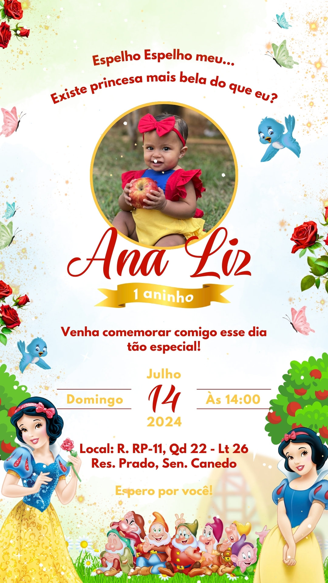 Convite Simples - Branca de Neve