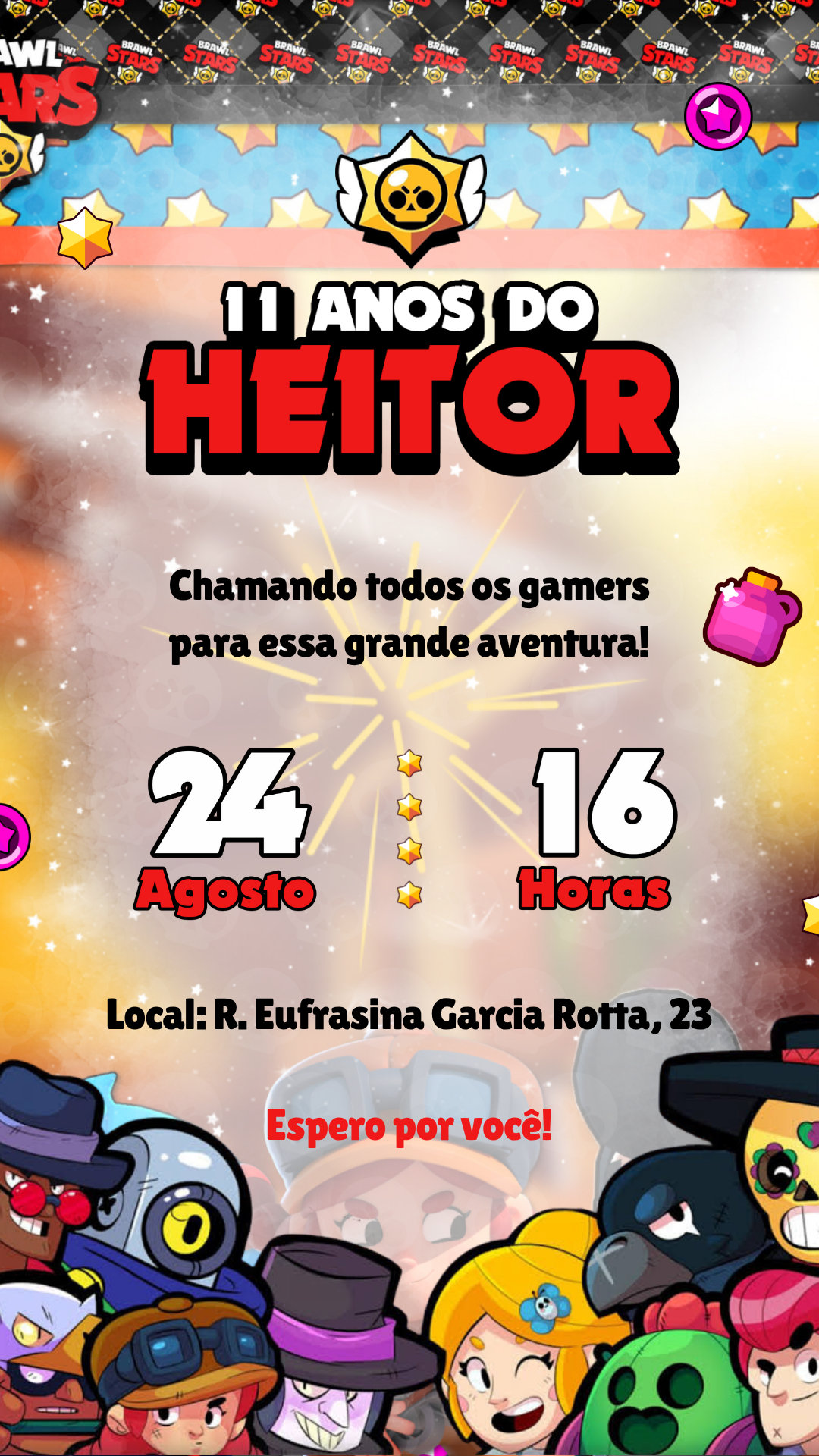 Convite Simples - Brawl Stars