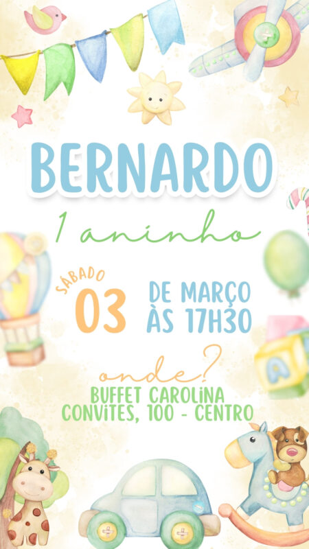 Convite Simples - Brinquedos