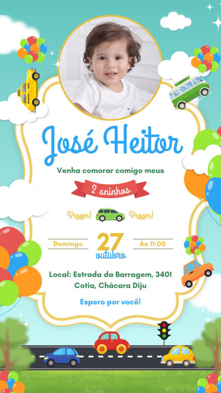 Convite Simples - Carrinhos