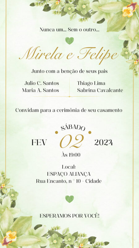 Convite Simples - Casamento Verde
