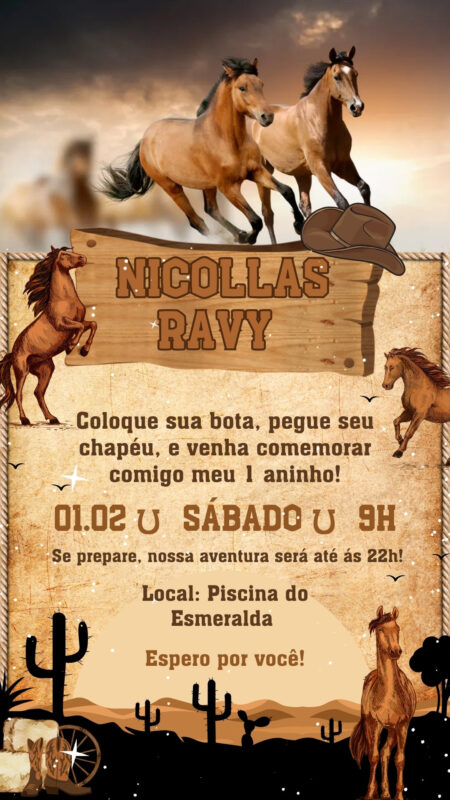 Convite Simples - Cavalo