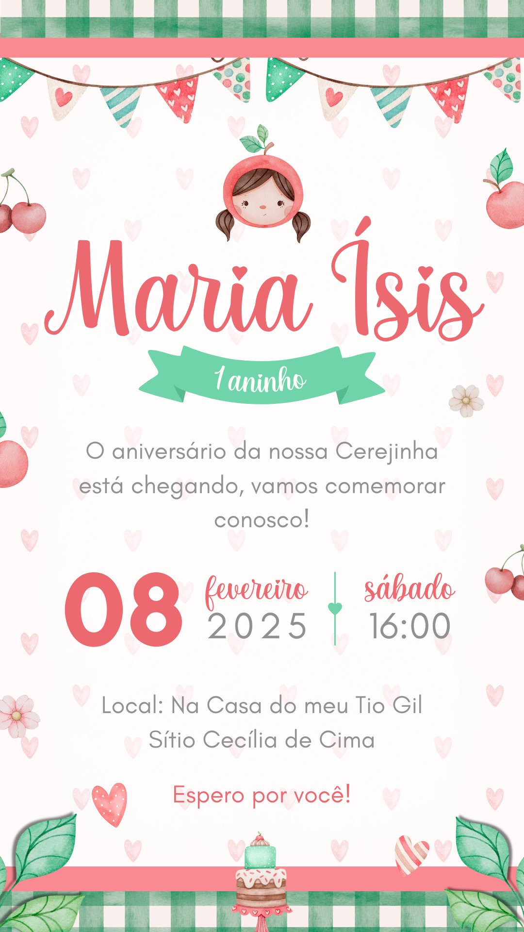 Convite Simples - Cerejinha