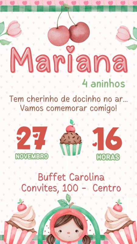Convite Simples - Cerejinha do Bolo