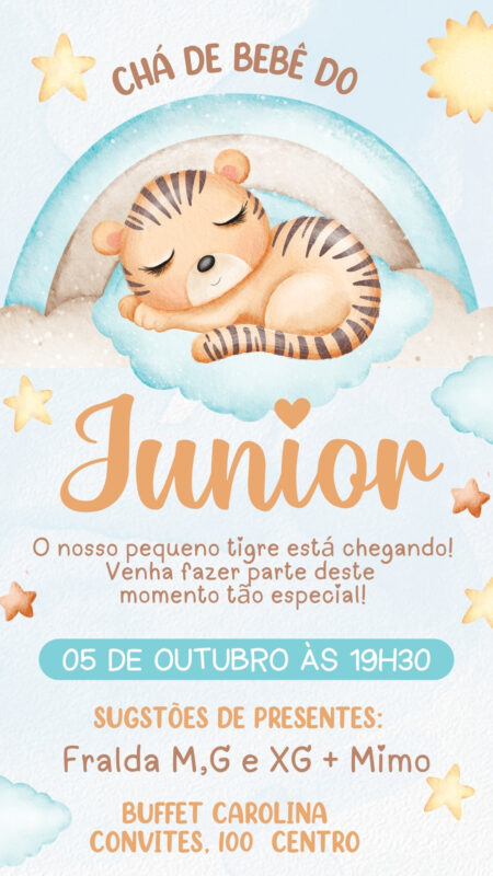 Convite Simples - Chá de Bebê Menino