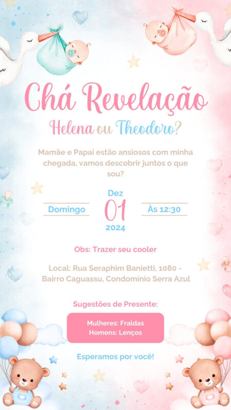 Convite Simples - Chá Revelação