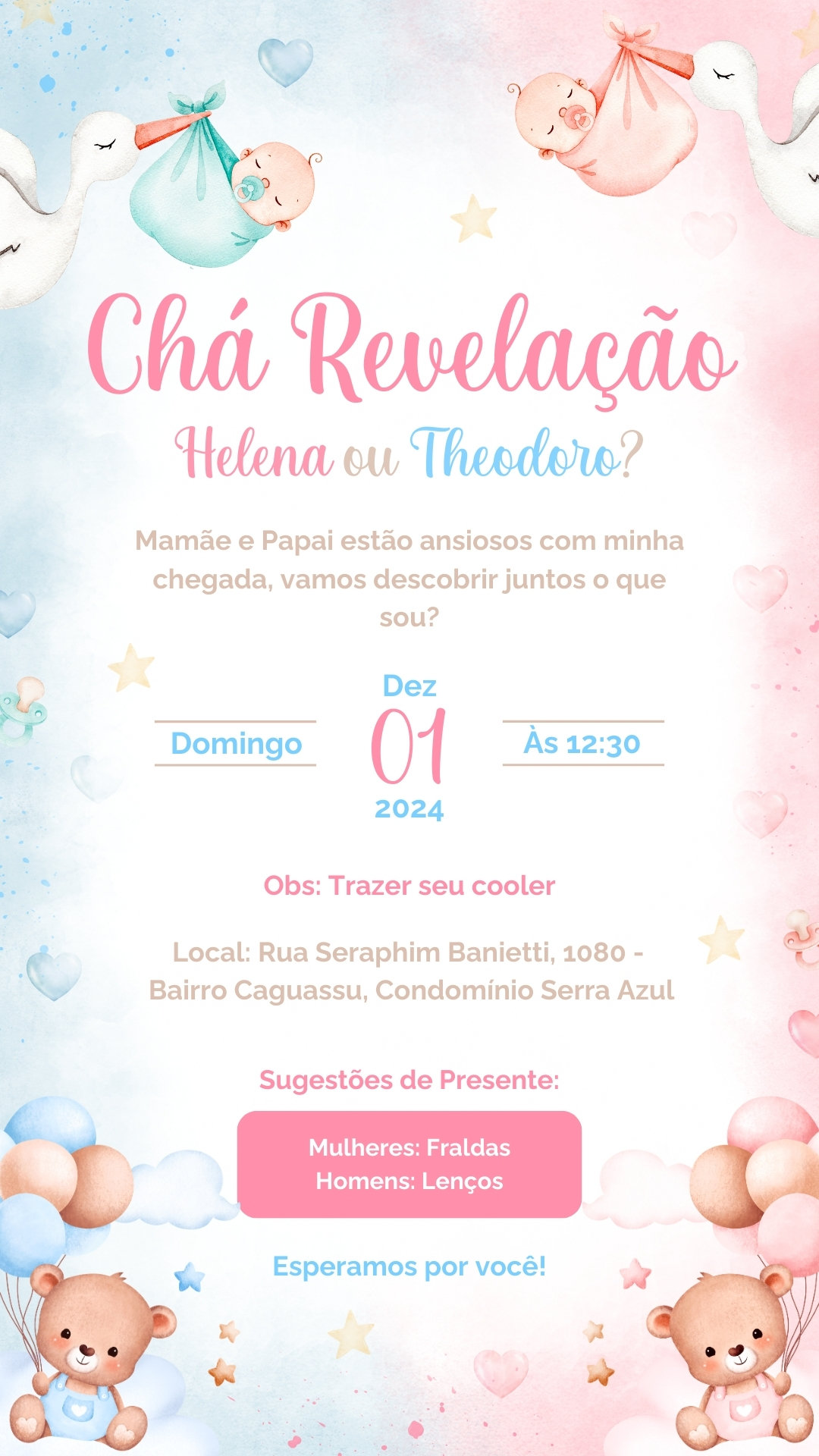 Convite Simples - Chá Revelação