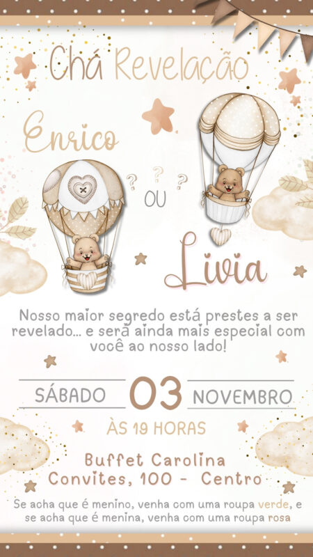 Convite Simples - Chá Revelação Neutro
