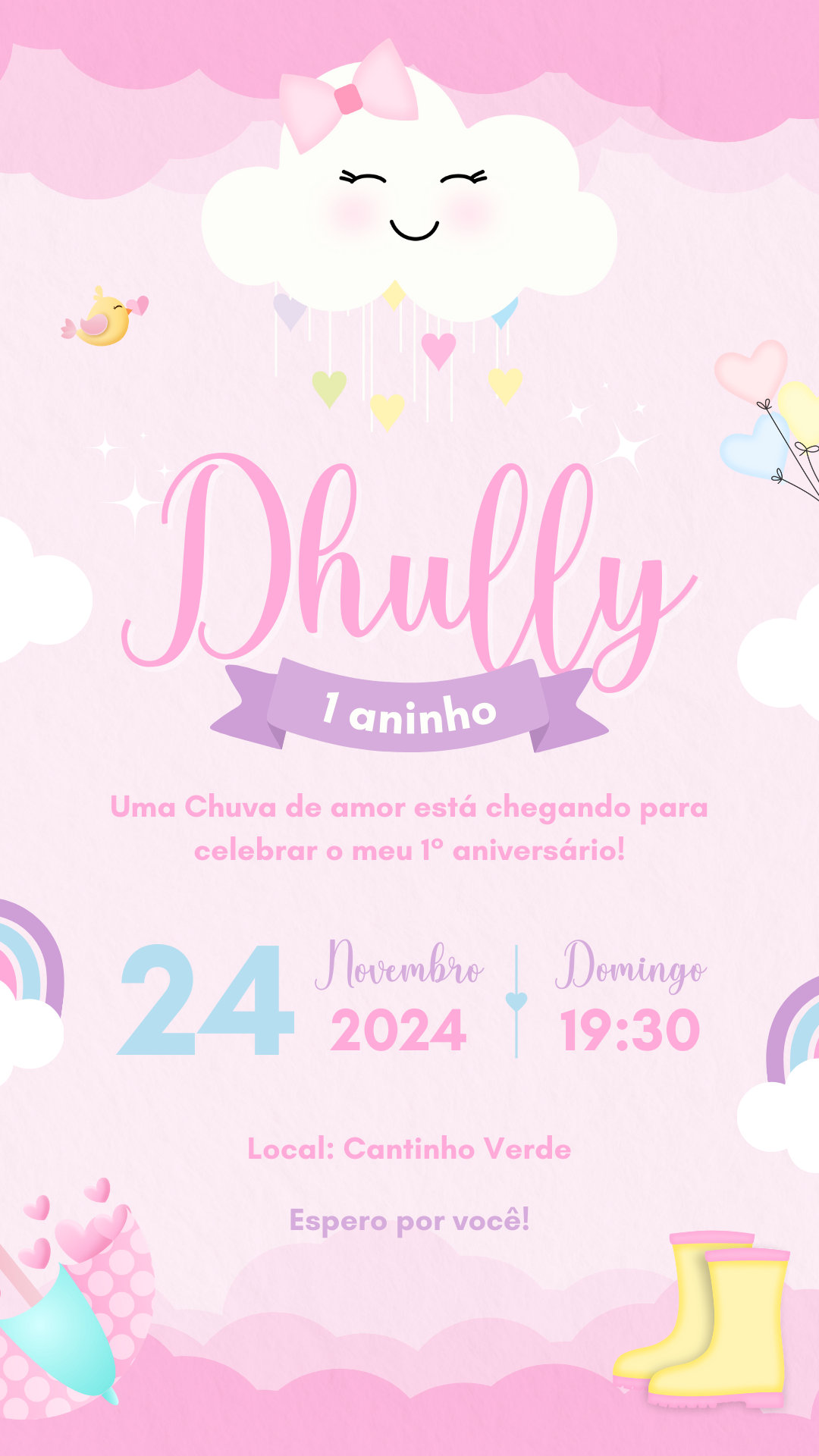 Convite Simples - Chuva de Amor Bençãos