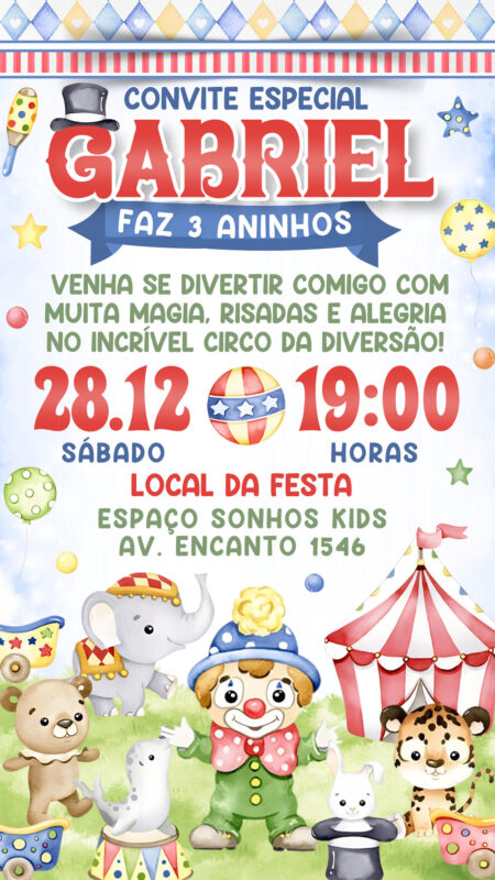 Convite Simples - Circo Menino