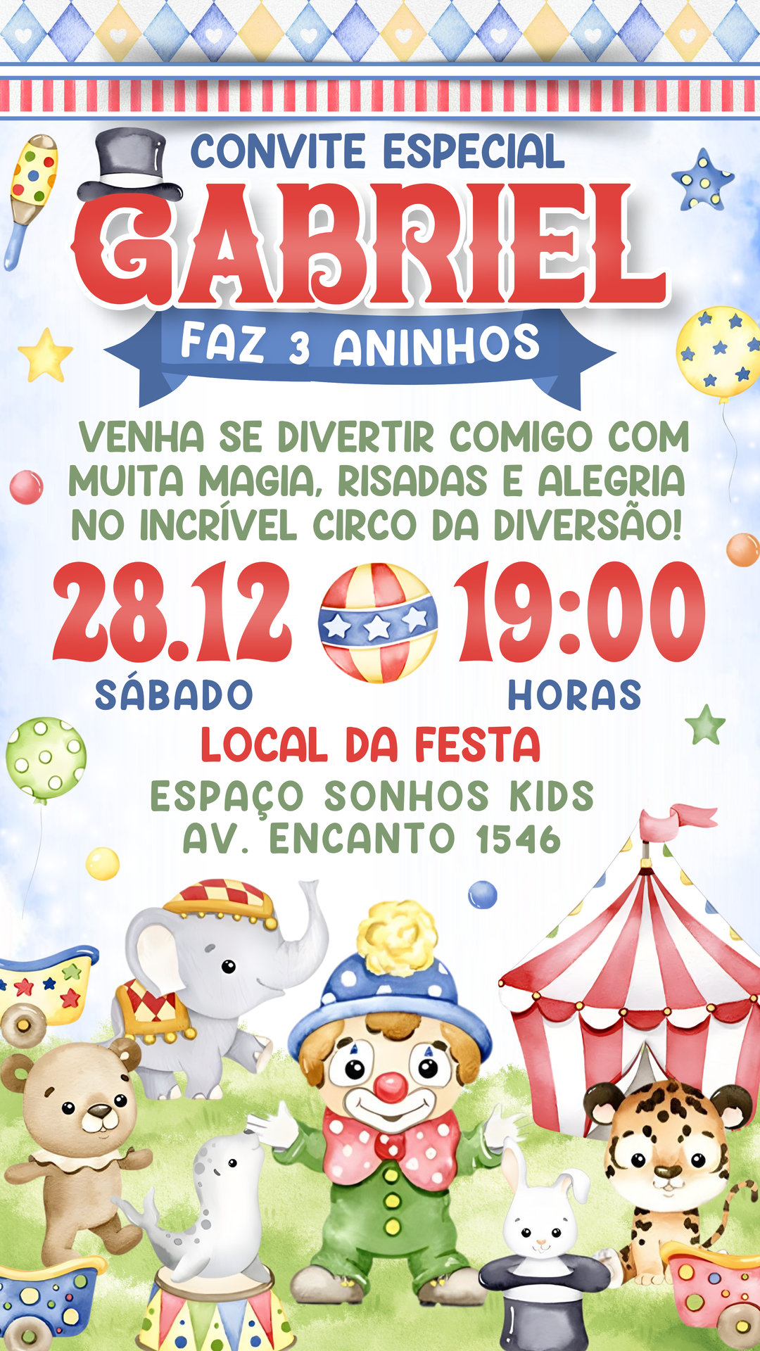 Convite Simples - Circo Menino