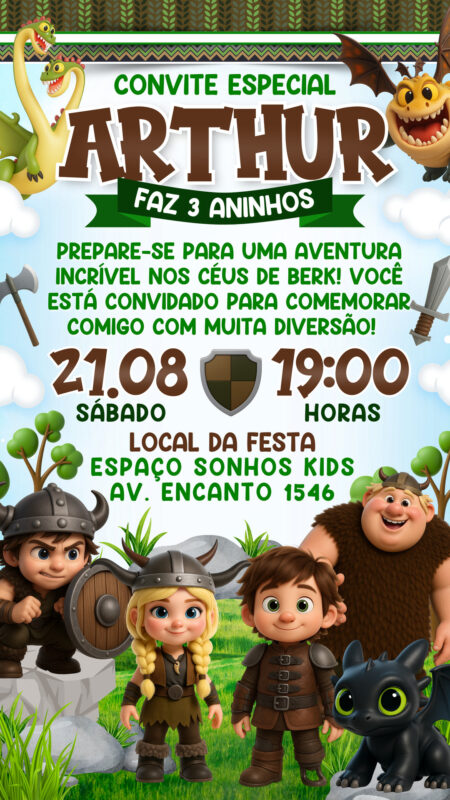 Convite Simples - Como treinar o seu dragão
