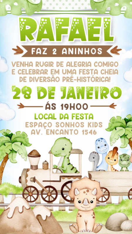 Convite Simples - Dino
