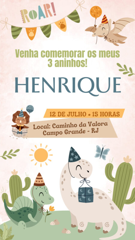 Convite Simples - Dinossauros