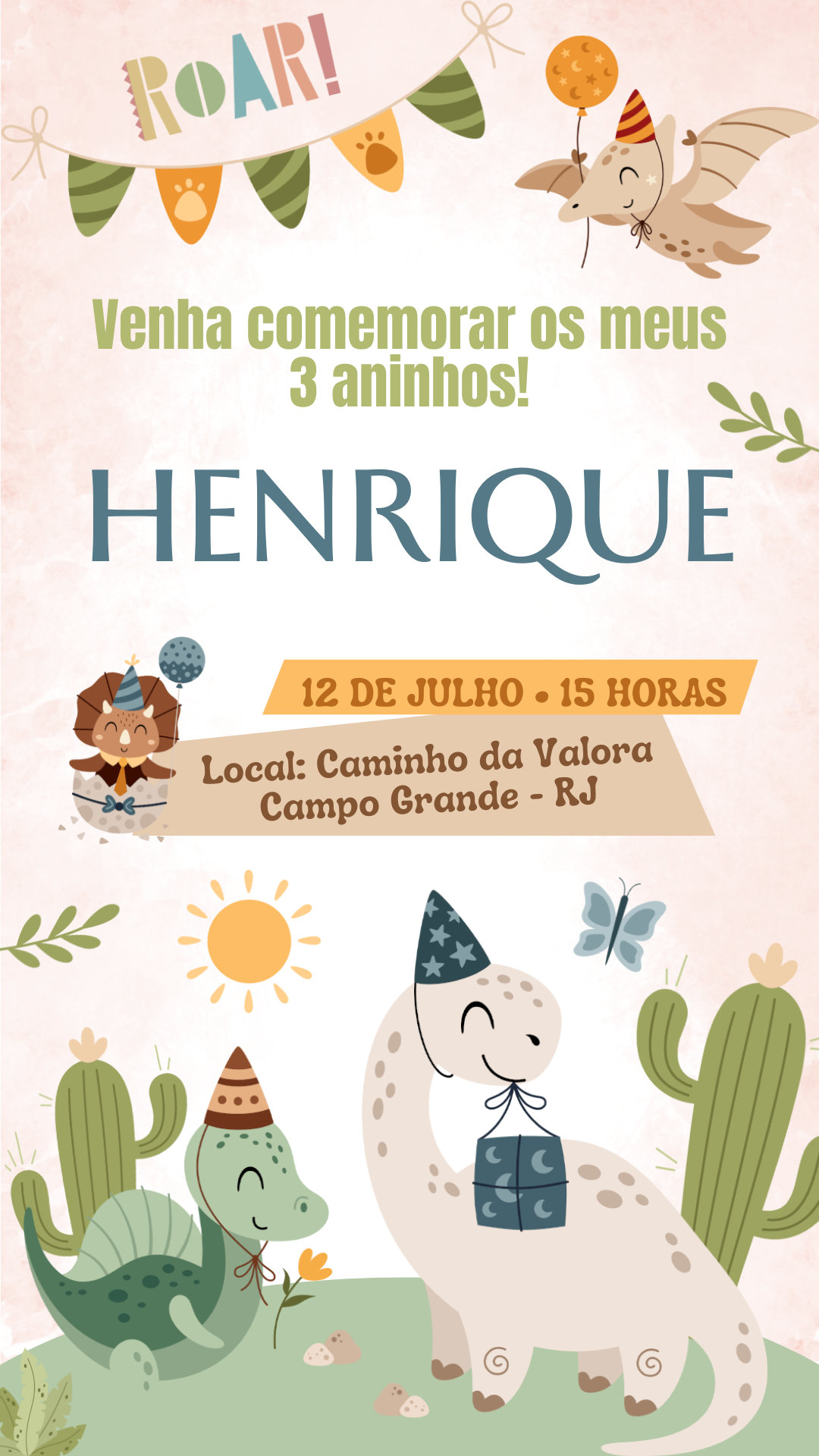 Convite Simples - Dinossauros