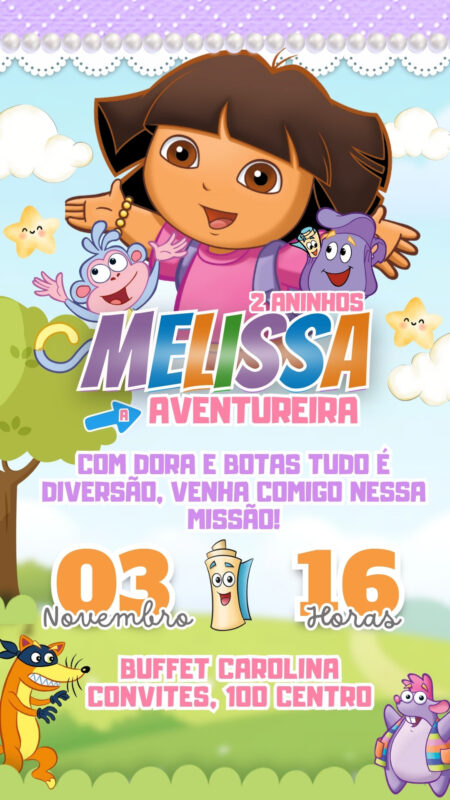 Convite Simples - Dora Aventureira