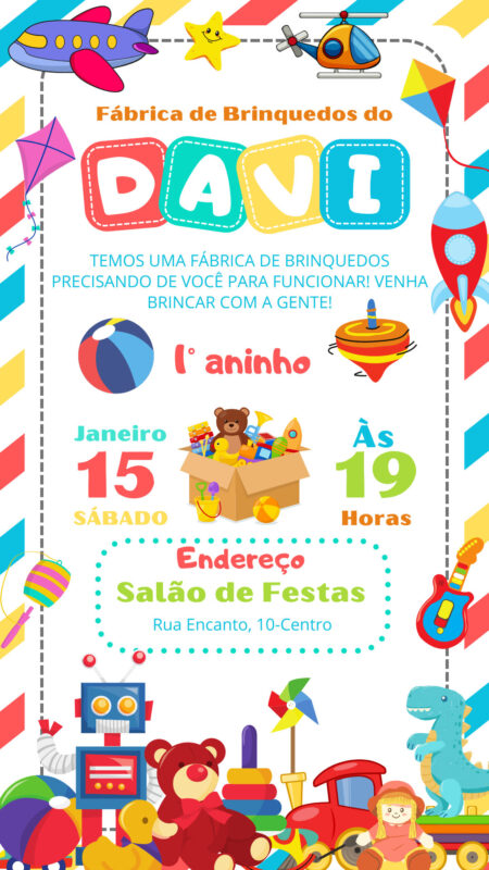 Convite Simples - Fábrica de Brinquedos