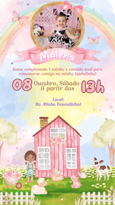 Convite Simples - Fazendinha Aquarela
