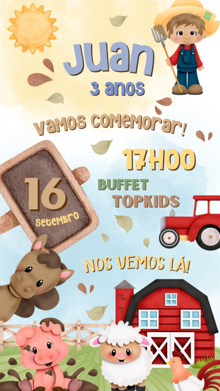 Convite Simples - Fazendinha Menino