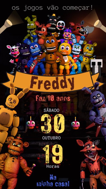 Convite Simples - Five Nights at Freddy's #1