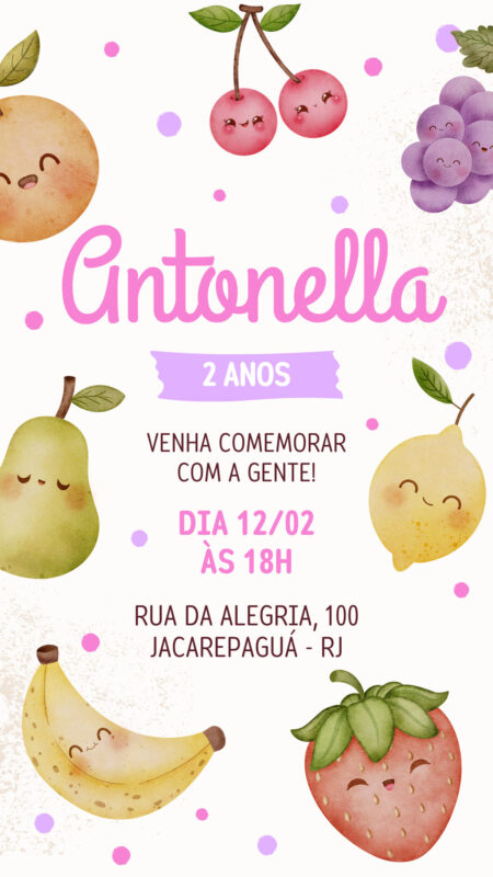 Convite Simples - Frutas/Frutinhas