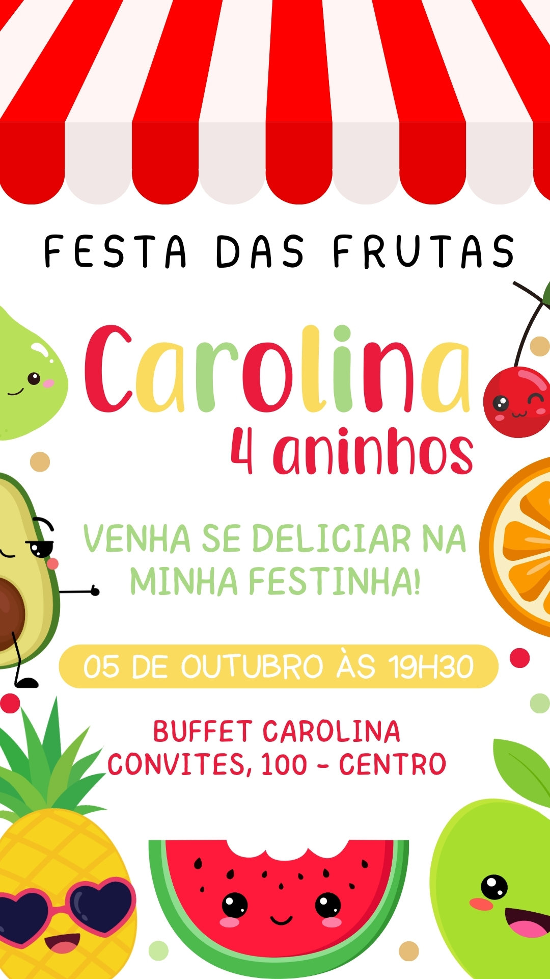 Convite Simples - Frutinhas Menina