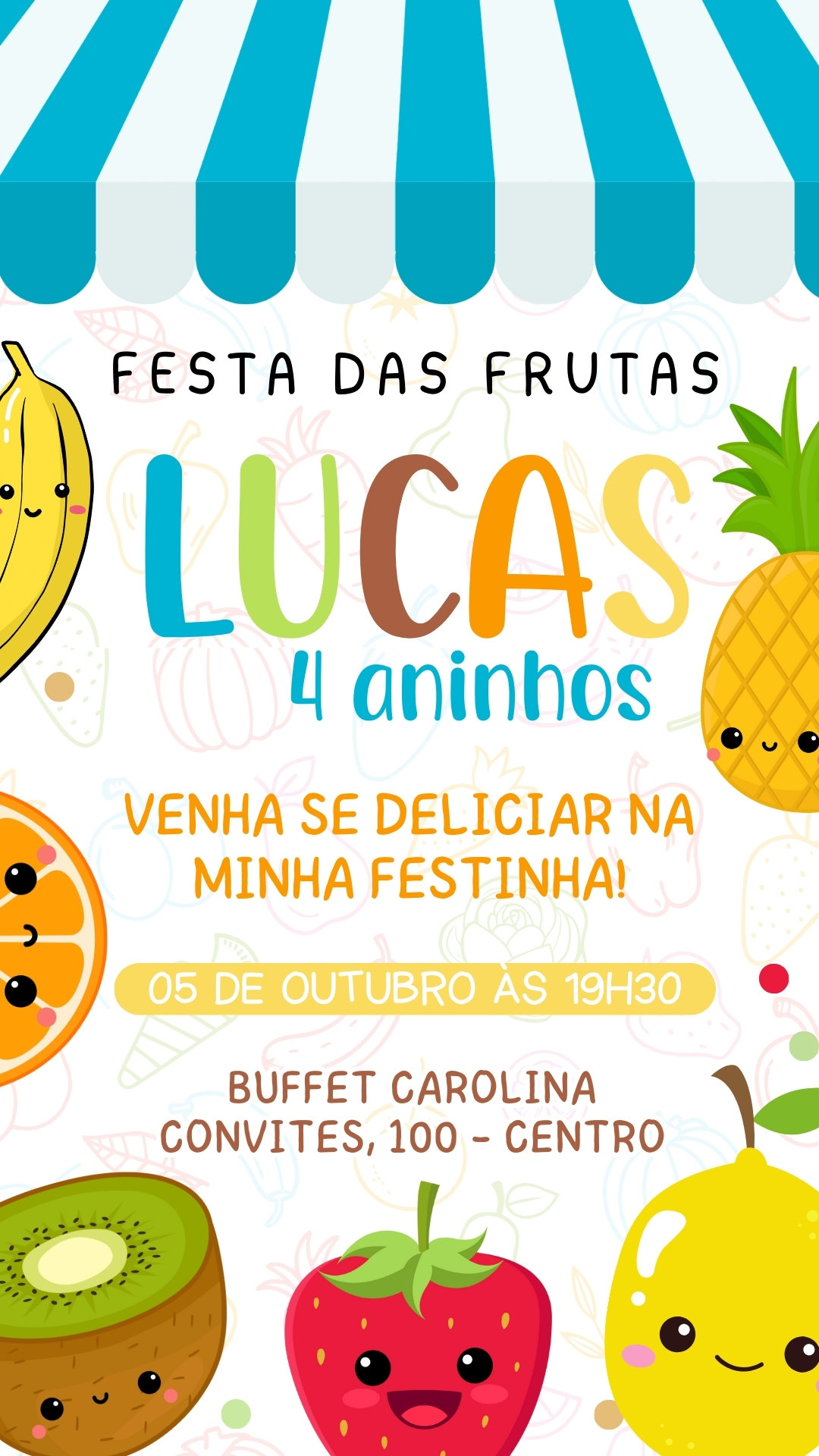 Convite Simples - Frutinhas Menino