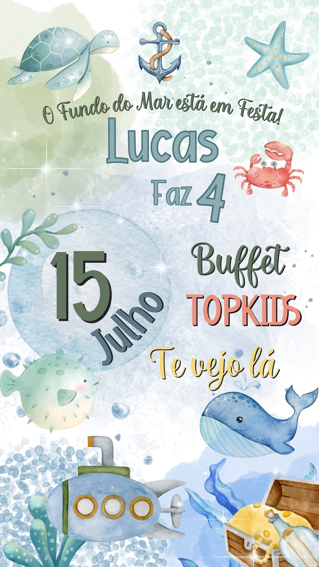 Convite Simples - Fundo do Mar