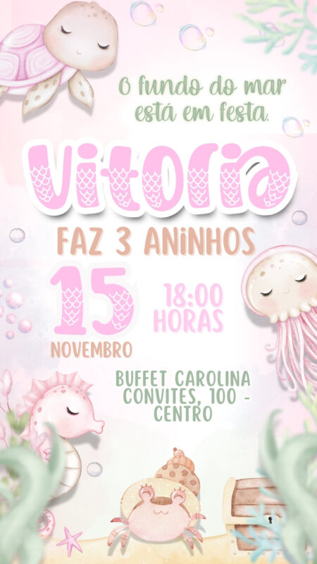 Convite Simples - Fundo do Mar