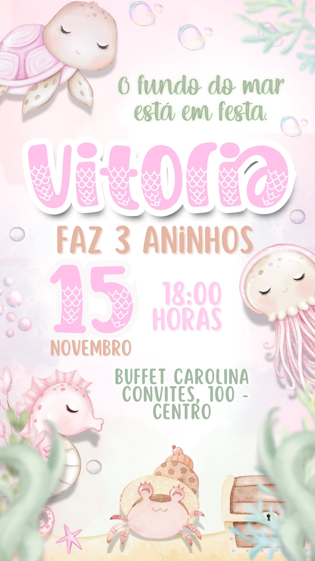 Convite Simples - Fundo do Mar
