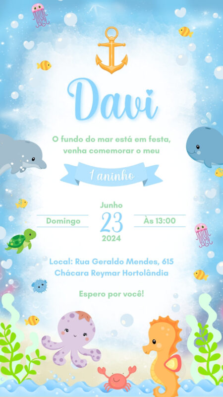 Convite Simples - Fundo do Mar #5