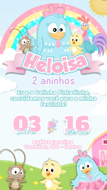 Convite Simples - Galinha Pintadinha