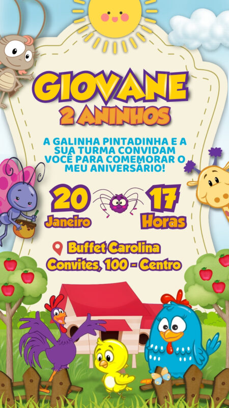 Convite Simples - Galinha Pintadinha Menino