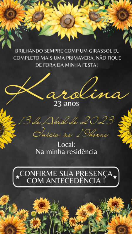 Convite Simples - Girassol Adulto