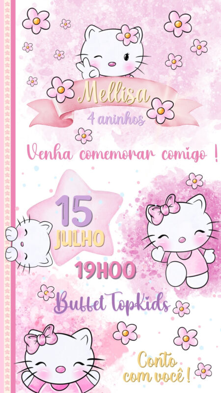 Convite Simples - Hello Kitty